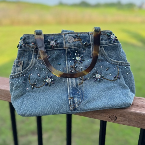 Hand & Heart Vintage Levi’s Beaded Denim Bag - Picture 1 of 8